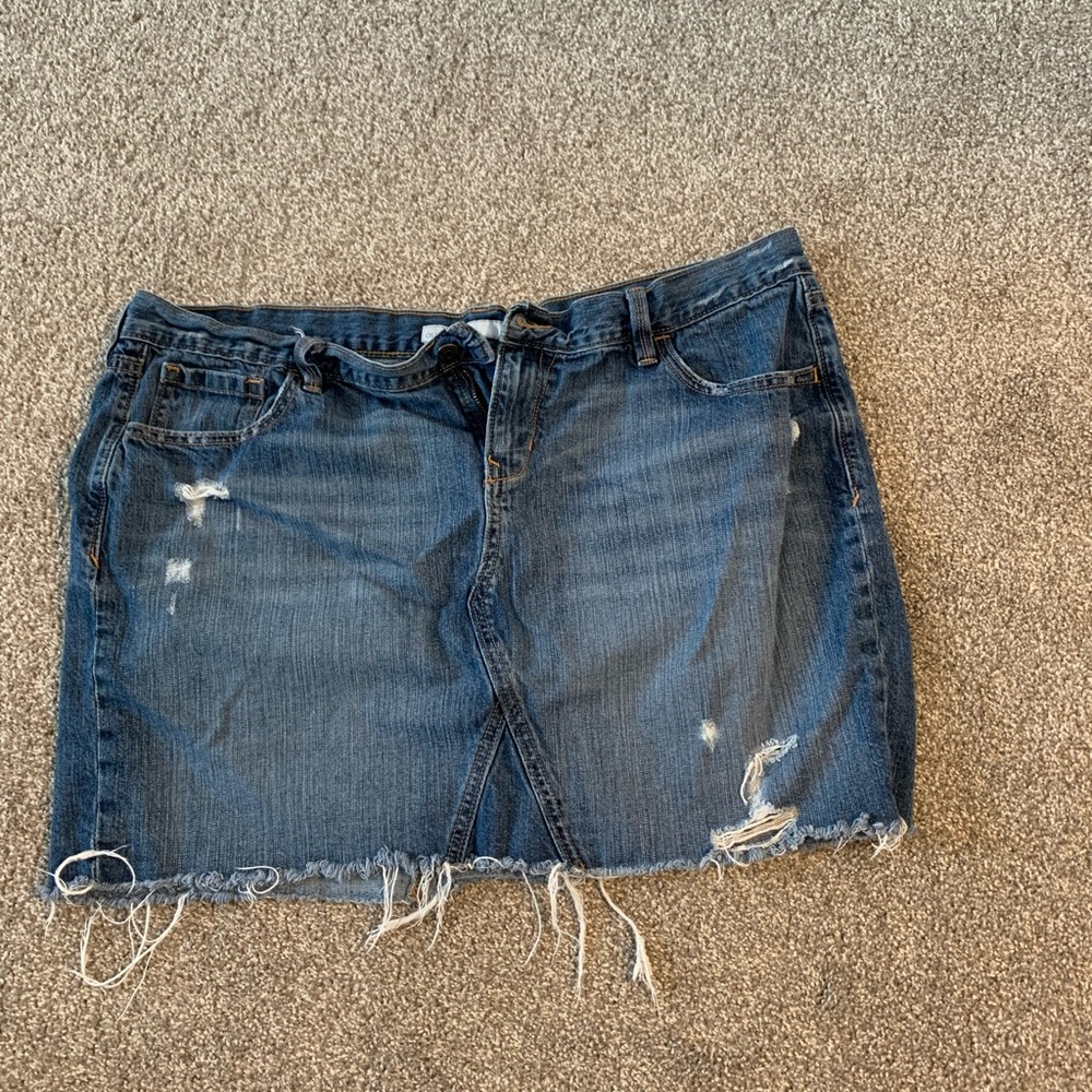 Distressed Denim Mini Skirt Size 18